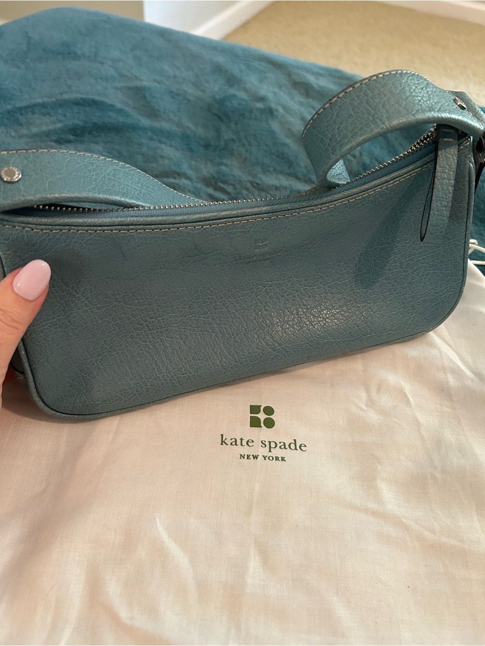 kate spade teal leather shoulder bag
